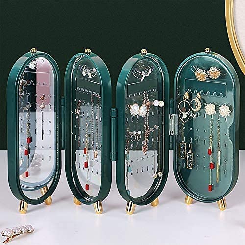 Screen Folding Jewelry Box | Jewelry Cabinet Organizer with Mirror (Random Color)