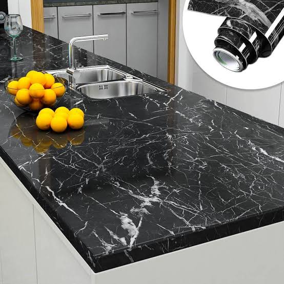 Self Adhesive Marble Sheet for Kitchen / Waterproof Anti Oil & Heat Resistant Wallpaper Sheet (Random Color)