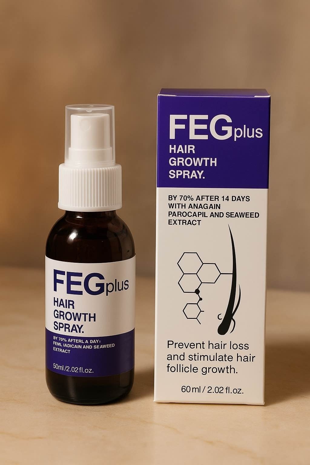 FEG PLUS Hair Growth Serum & Spray – 50ml Advanced Formula for Men & Women, Stronger, Thicker Hair