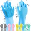 Pair of Silicone Washing Full Finger Gloves For Home & Kitchen (Random Colors)