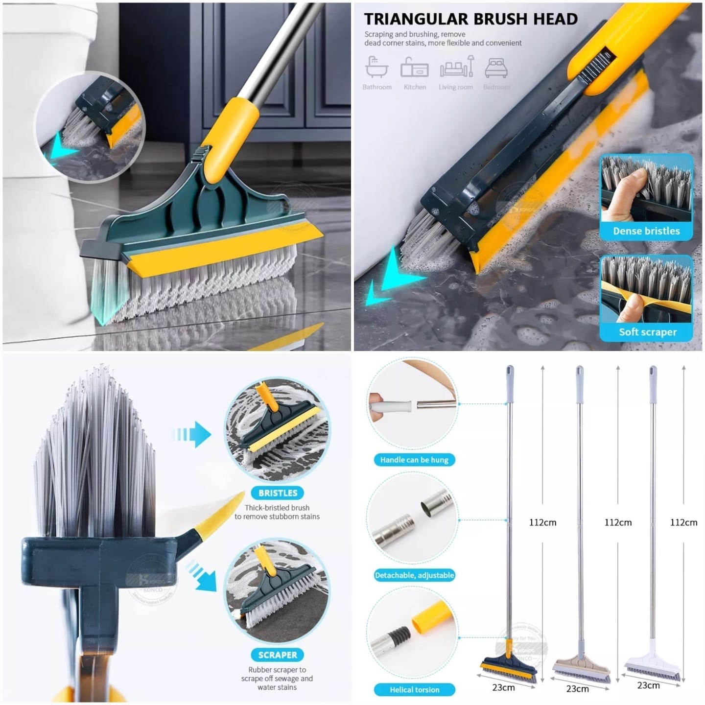 1-42.jpeg 2 in 1 Floor Cleaning Brush Bathroom Tile Windows Floor Cleaning Brush with 120° Rotatable Head - Multipurpose Bathroom Floor Cleaning Brush - Floor Brush Scrubber - Without Box | Floor Cleaning Brush