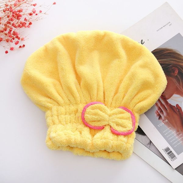 Soft Microfiber Flower Cap Towel for Women – Quick Dry Hair Wrap with Cute Bow Design, Super Absorbent Shower & Bath Turban for Smooth, Frizz-Free Hair (Random Color)