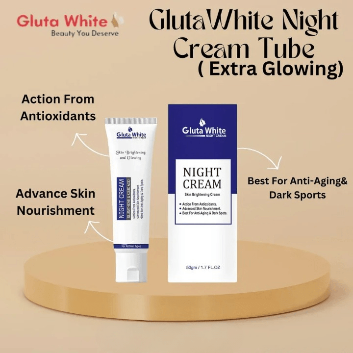 Gluta White Night Cream | 50ml | Advanced Brightening, Nourishing & Anti‑Aging Formula