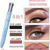 4 in 1 Waterproof Makeup Pen Eyebrow Pencil Long Lasting Easy Lip Color Liner Highlight Lying Silkworm Eyeliner Pen Makeup Tools (Random Color)