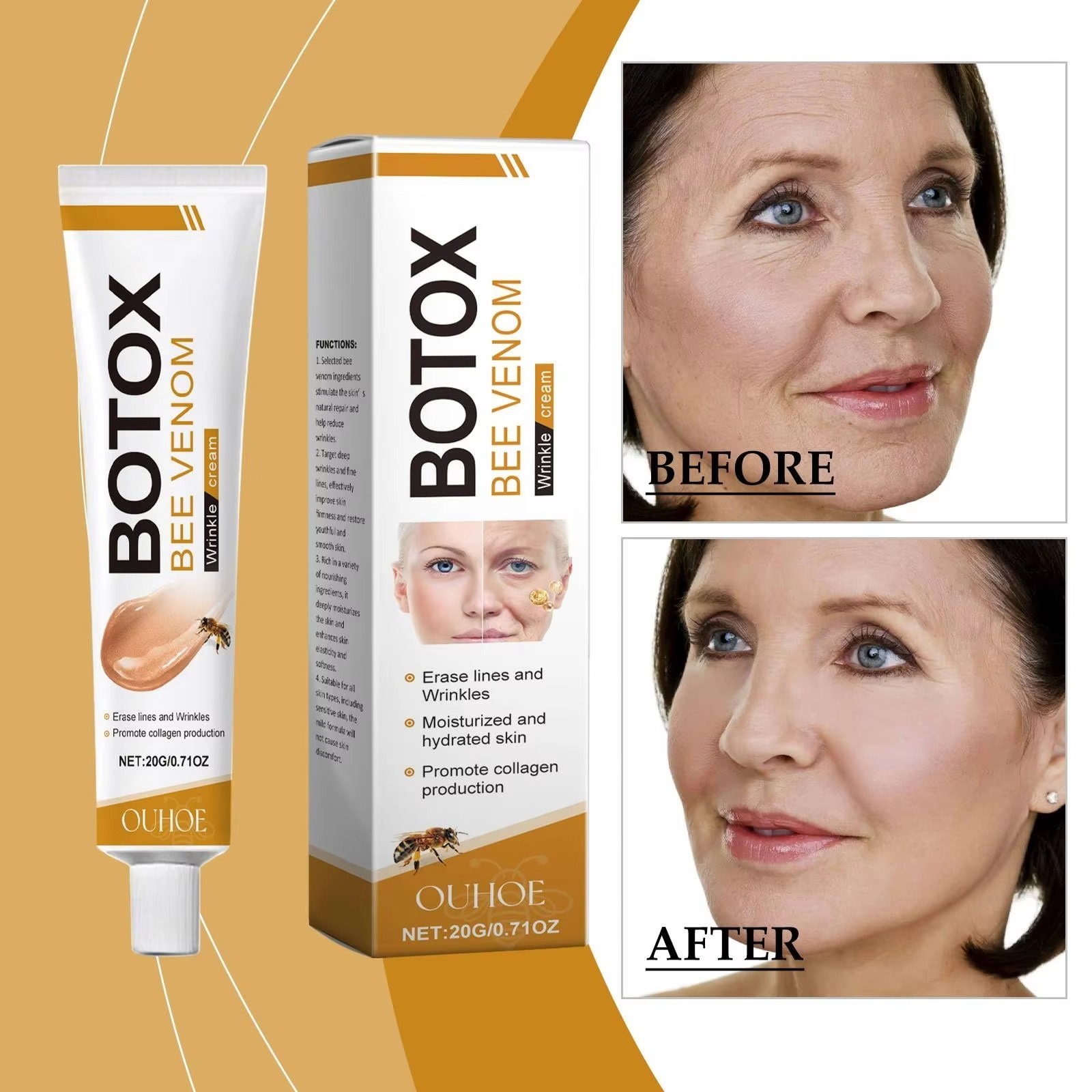 Botox Bee Venom Wrinkle Cream | Anti‑Aging Moisturizer | Collagen Boost | Reduce Wrinkles & Fine Lines 20gm