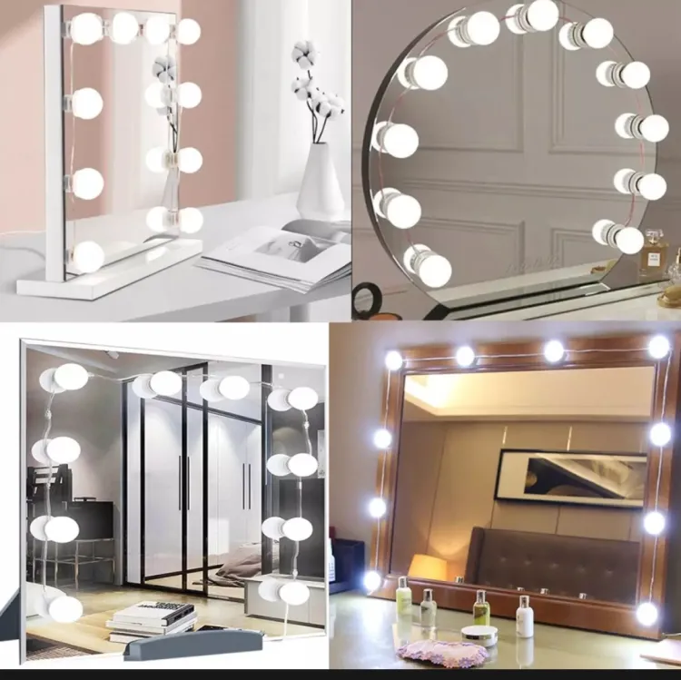 Vanity Mirror Fill 10Pc Light Bulb | Changeable Luminance 3 Colors LED USB String Dimmable Vanity Light