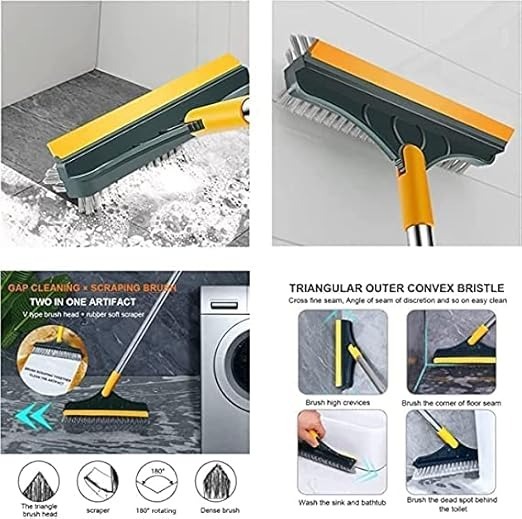 51LouusDwSL._SX522_.jpg 2 in 1 Floor Cleaning Brush Bathroom Tile Windows Floor Cleaning Brush with 120° Rotatable Head - Multipurpose Bathroom Floor Cleaning Brush - Floor Brush Scrubber - Without Box | Floor Cleaning Brush