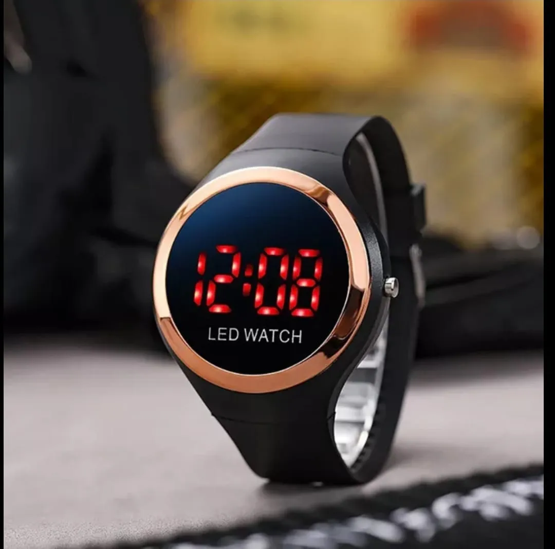 Digital LED Smart Round Shape Watch Round Colorful Ring LED Watch LED Digital Watch(Random color)