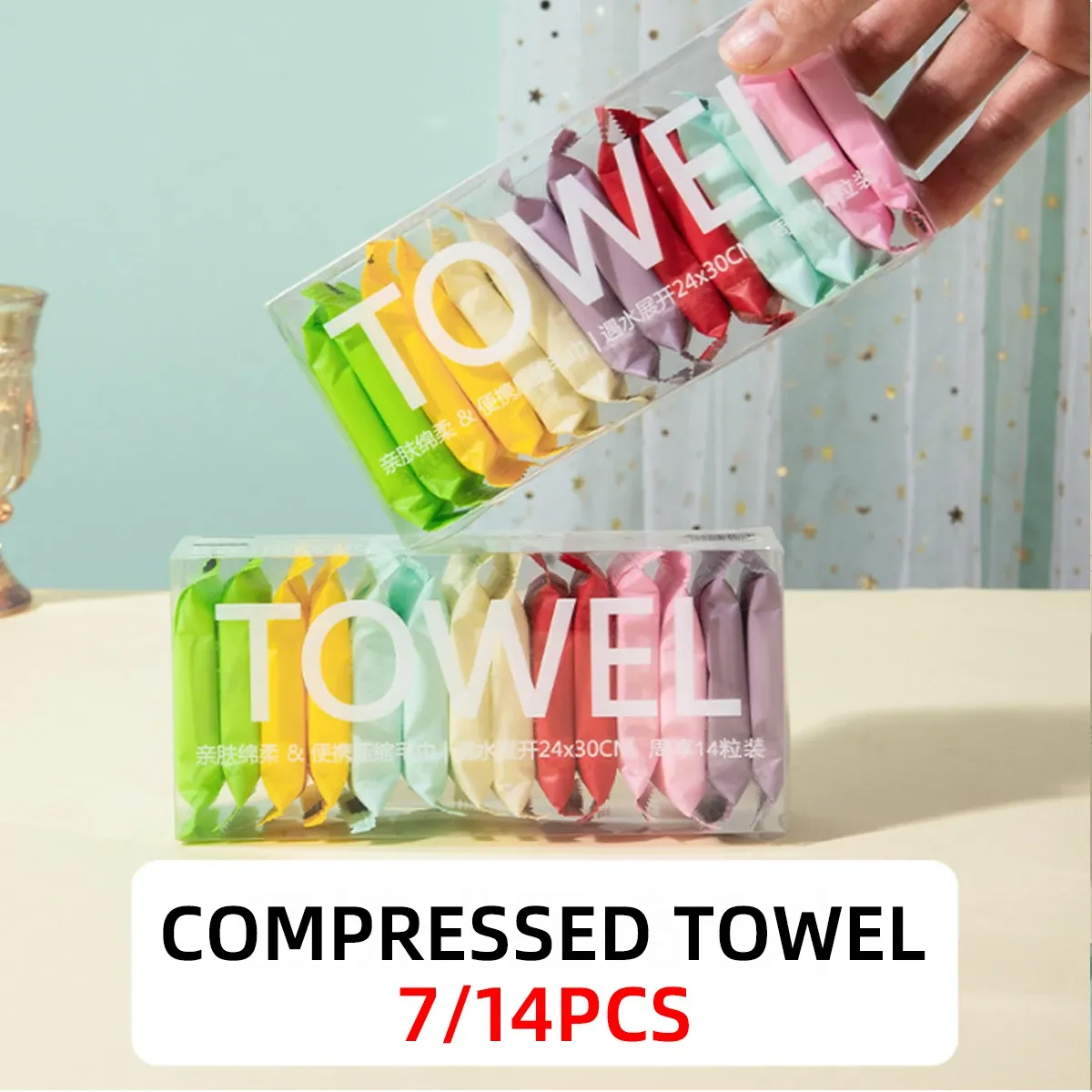 Disposable Washcloths | 14 pcs/box | Portable Travel Towels | Thickened Compressed Face & Beauty Square Towels