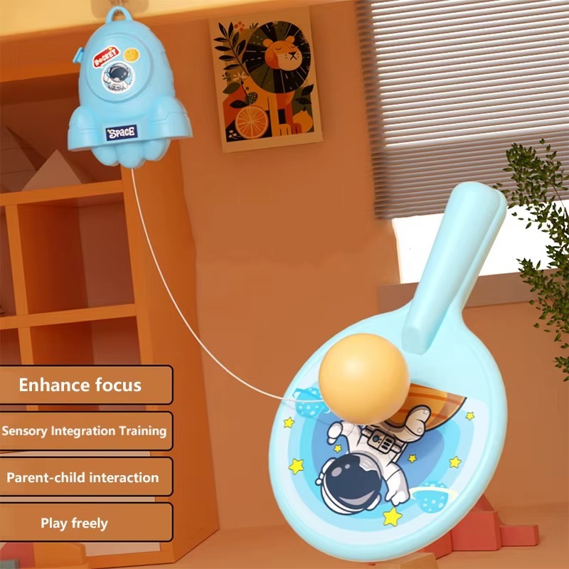 Hanging Ping Pong Game Set – Table Tennis Self Training Kit with 2 Rackets & Practice Ball, Parent-Child Interactive Kids Sports Toy (Random Color)