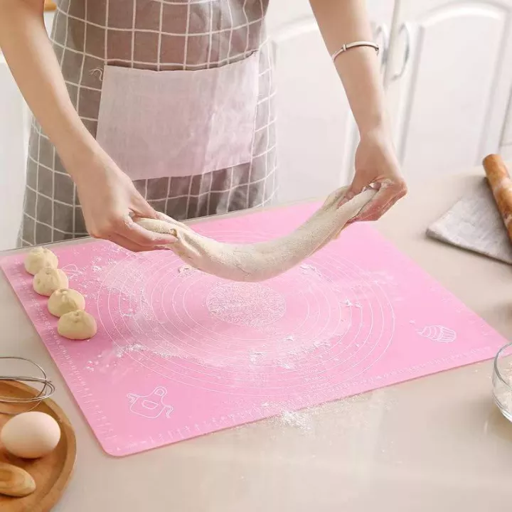 Silicone Baking Roti Mat With Measurements Heat Resistant | Non Stick Flour Rolling Mat | Baking Kneading Dough Pad (Random Color)