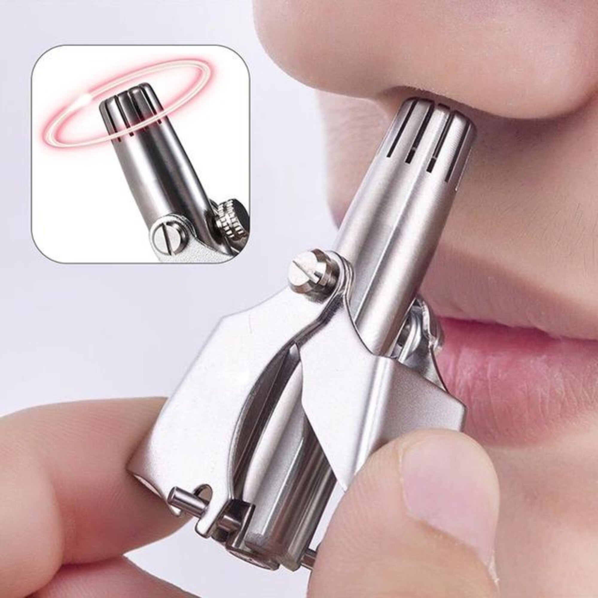 Mini Portable Stainless Steel Nose Hair Trimmer | Manual Grooming Tool | Safe & Durable