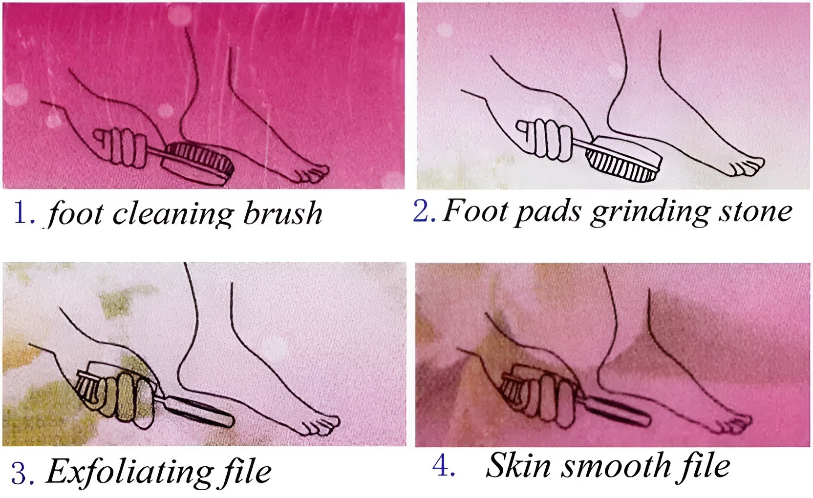 4 In 1 Foot Scrubber | Multi Use Pedicure Paddle Brush – 4 Step Pedicure Cleanse, Scrub, File And Buff (random Color)