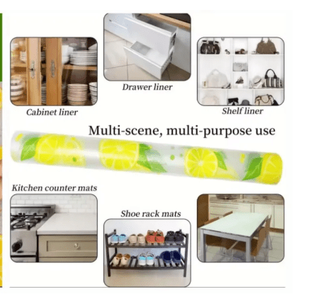 Waterproof Kitchen Mat Shelf Liner 45×150 – Easy To Clean, Oil Proof, Anti Slip Multipurpose Drawer And Shelf Cover (Random Color)