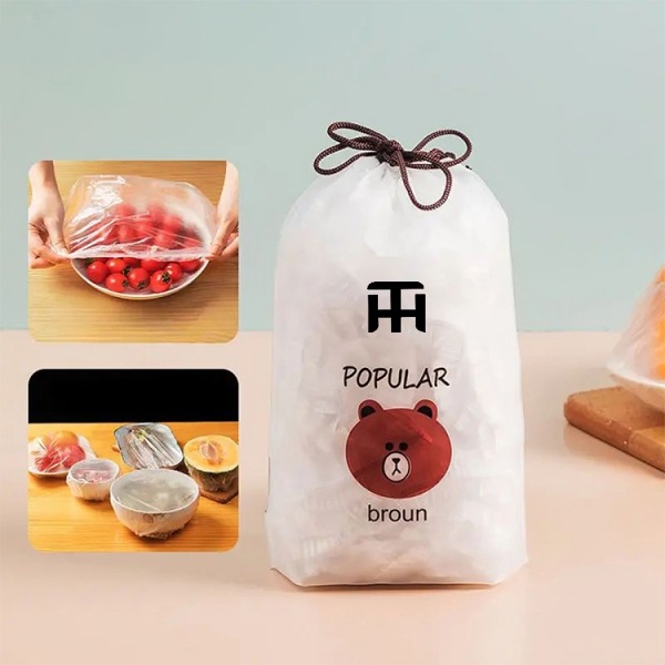 Combo Deal Disposable Food Cover Plastic Wrap 100 Pcs + 2 Pcs Dishwashing Rug | Reusable elastic food storage covers & Metal Wire Dish Washing Rugs For Kitchen