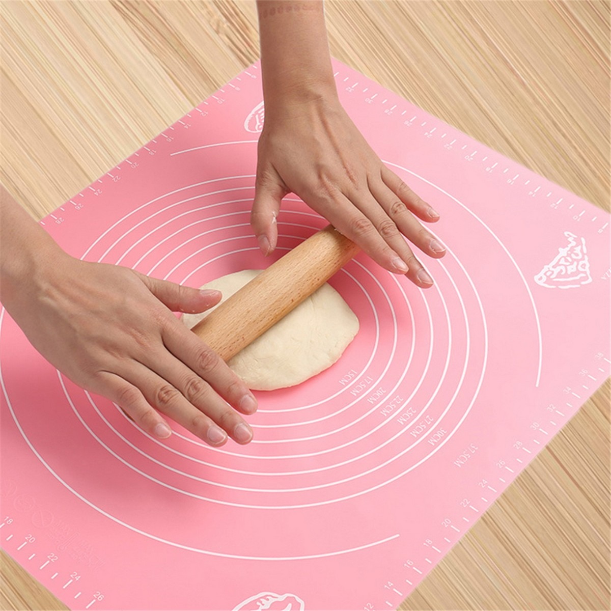 Silicone Baking Roti Mat With Measurements Heat Resistant | Non Stick Flour Rolling Mat | Baking Kneading Dough Pad (Random Color)