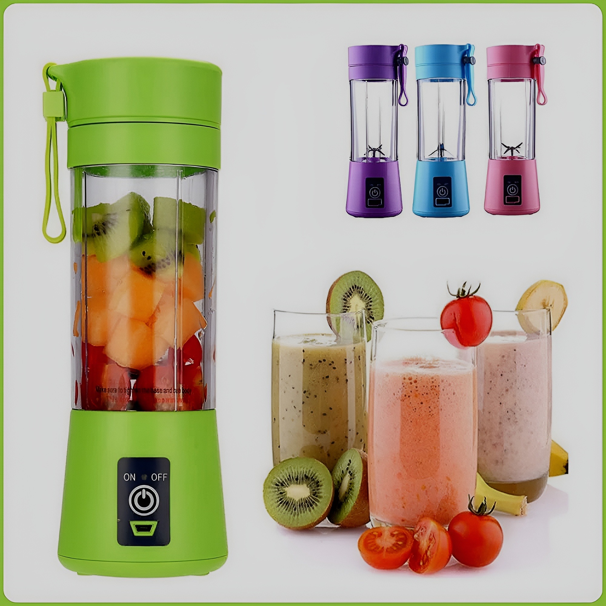 Portable Mini 6 blade Juicer blender | Outdoor Juicing Cup (380ml) - Rechargeable (random Color)
