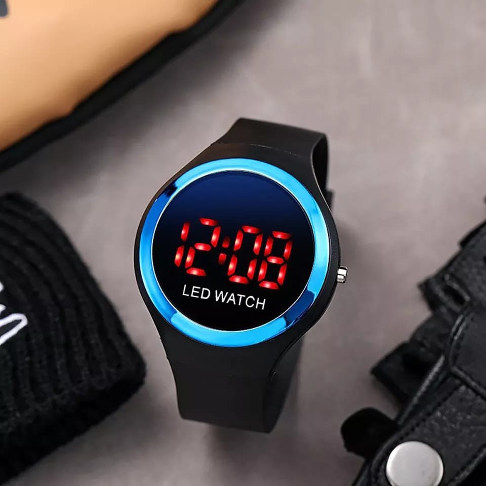 Digital LED Smart Round Shape Watch Round Colorful Ring LED Watch LED Digital Watch(Random color)