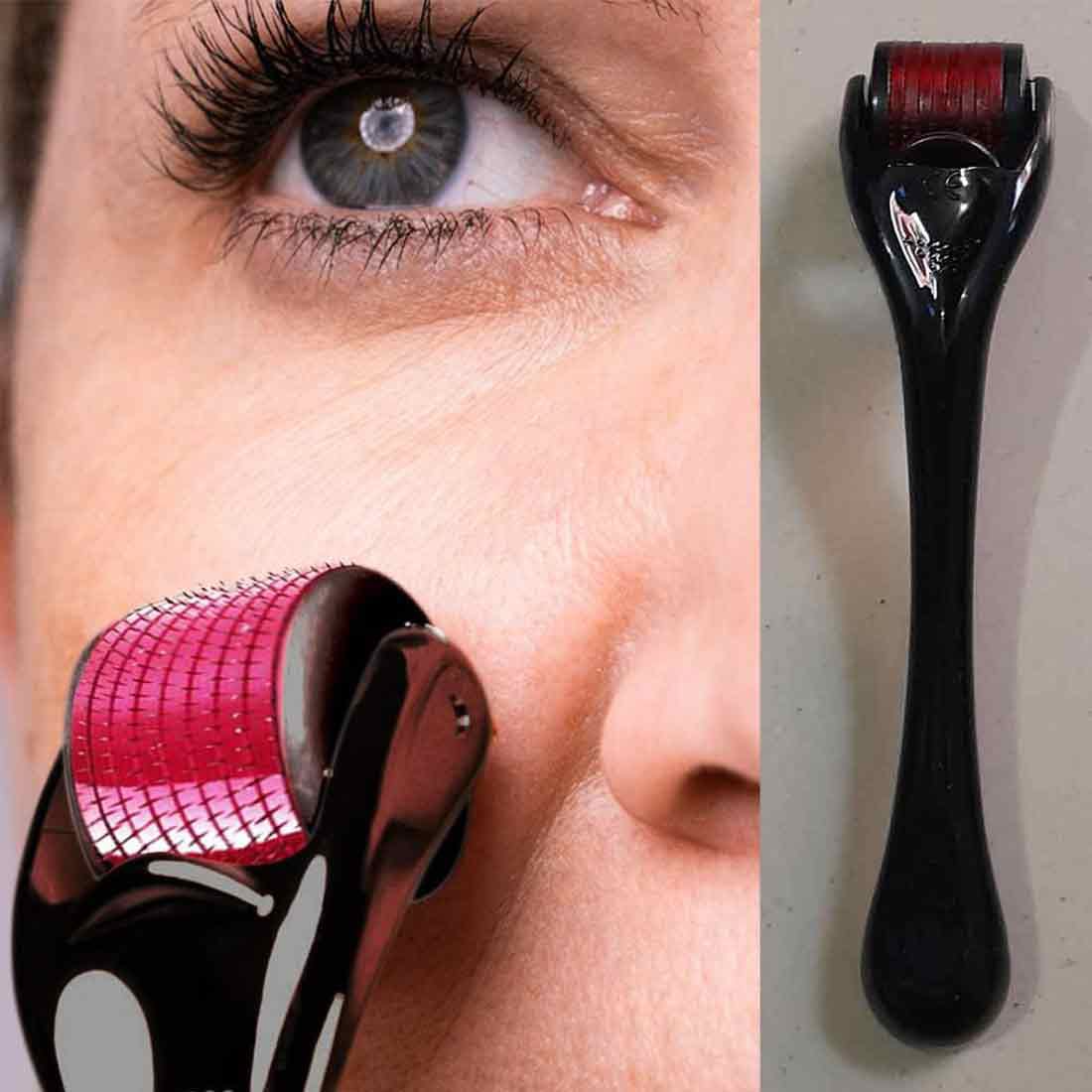 Pack of 2 Derma Roller Facial & Hair Therapy Microneedle Hair Regrowth Beard Growth Anti Hair Loss Treatment Thinning