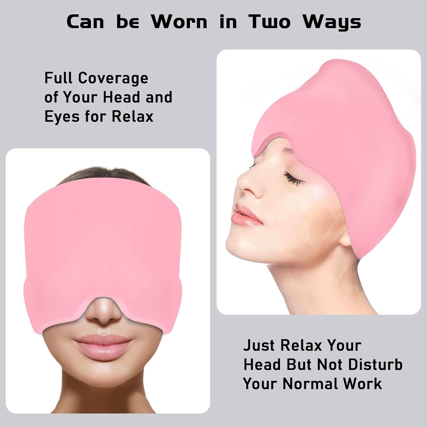 Headache Relief Hat for Migraine Relief, Tension, One Size Fits All Headache Cap with Reusable Ice Gel Pack for Puffy Eyes, Stress Relief ( Random Color )