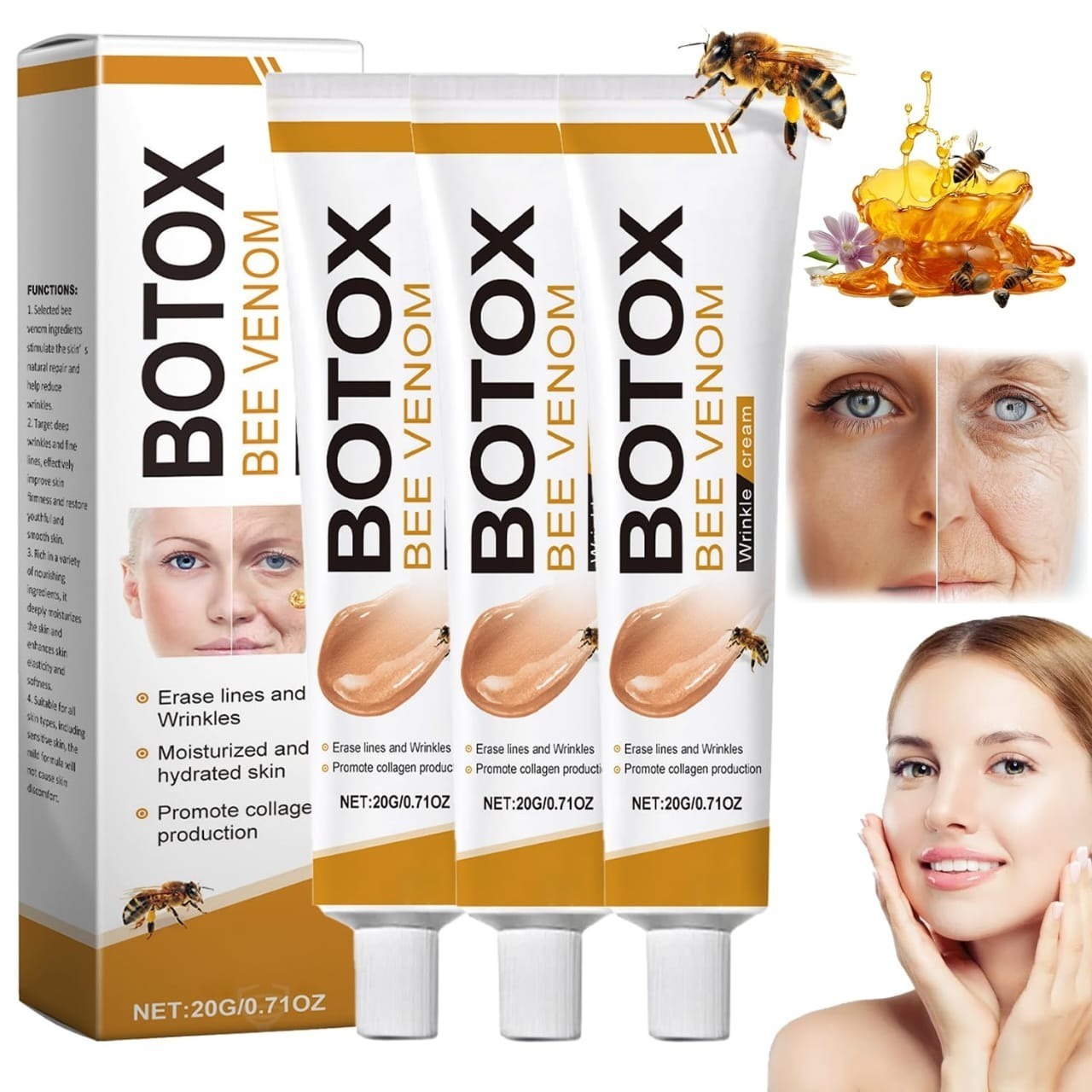 Botox Bee Venom Wrinkle Cream | Anti‑Aging Moisturizer | Collagen Boost | Reduce Wrinkles & Fine Lines 20gm