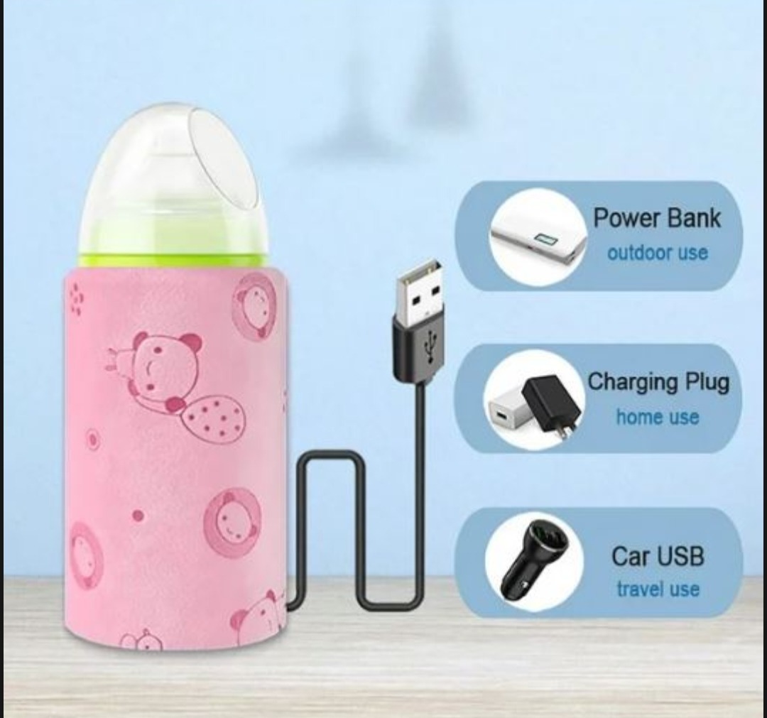 Portable USB Baby Bottle Warmer – Universal Insulated Milk Heater Sleeve for Travel and Home Use (Without Feeder)