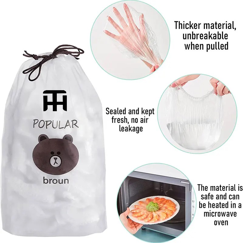 Combo Deal Disposable Food Cover Plastic Wrap 100 Pcs + 2 Pcs Dishwashing Rug | Reusable elastic food storage covers & Metal Wire Dish Washing Rugs For Kitchen