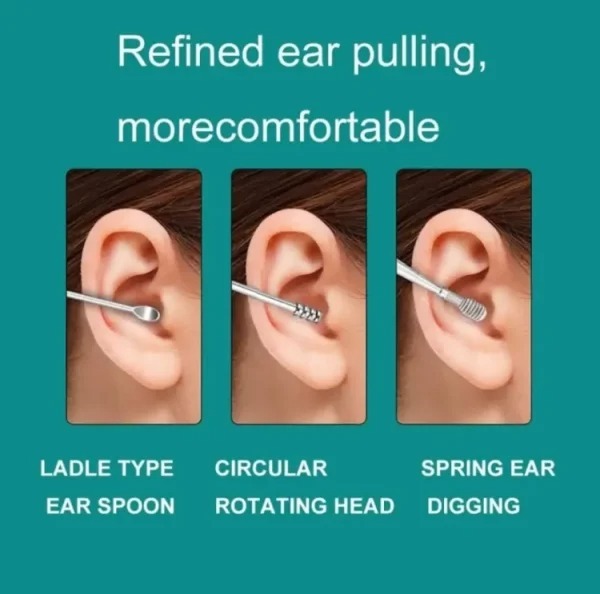 Pack off 6  Ear Pick with Storage Bag Dig Ear Wax Remover Cleaner Care Portable Travel Kit Cleaner Spoon