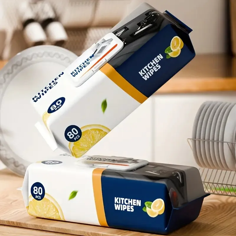 Kitchen Wipes – Pack of 80 Pieces, Multipurpose Cleaning Wipes for Home and Kitchen Use -Soft and durable material for effective cleaning