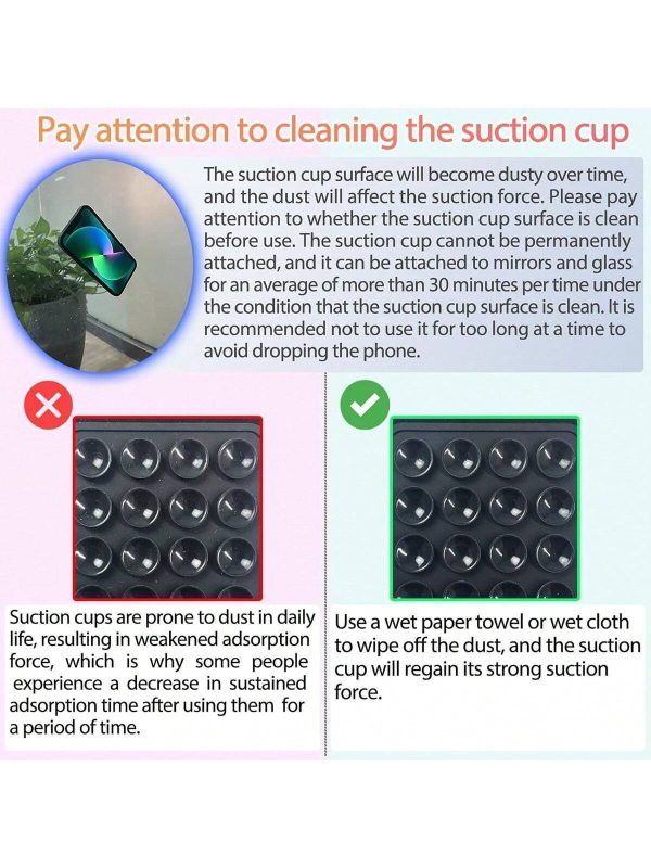 Square Double Side Suction Cups Cell Phone Holder Universal Bubble Gripper Silicone Pad (random Colour)