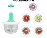 Manual Hand Push Chopper | Multi-functional Vegetable Meat Grinder, Grater, Chopper – 1.5 Liter (Random Color)