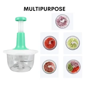 Manual Hand Push Chopper | Multi-functional Vegetable Meat Grinder, Grater, Chopper – 1.5 Liter (Random Color)