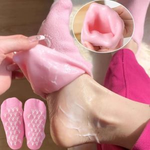 Reusable Silicone Spa Gel Socks For Dry Feet And Cracked Heel Treatment – Moisturizing Hydrating Softening And Skin Smoothing Overnight Foot Care
