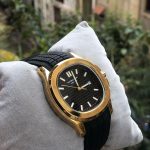 Ruber Strap Square Dial Watch for Men Boys (With Date) - Black Golden