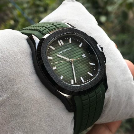Ruber Strap Square Dial Watch for Men Boys (With Date) - Grey Golden - Men's Watches - Buy Online in Pakistan at Areeba Mart