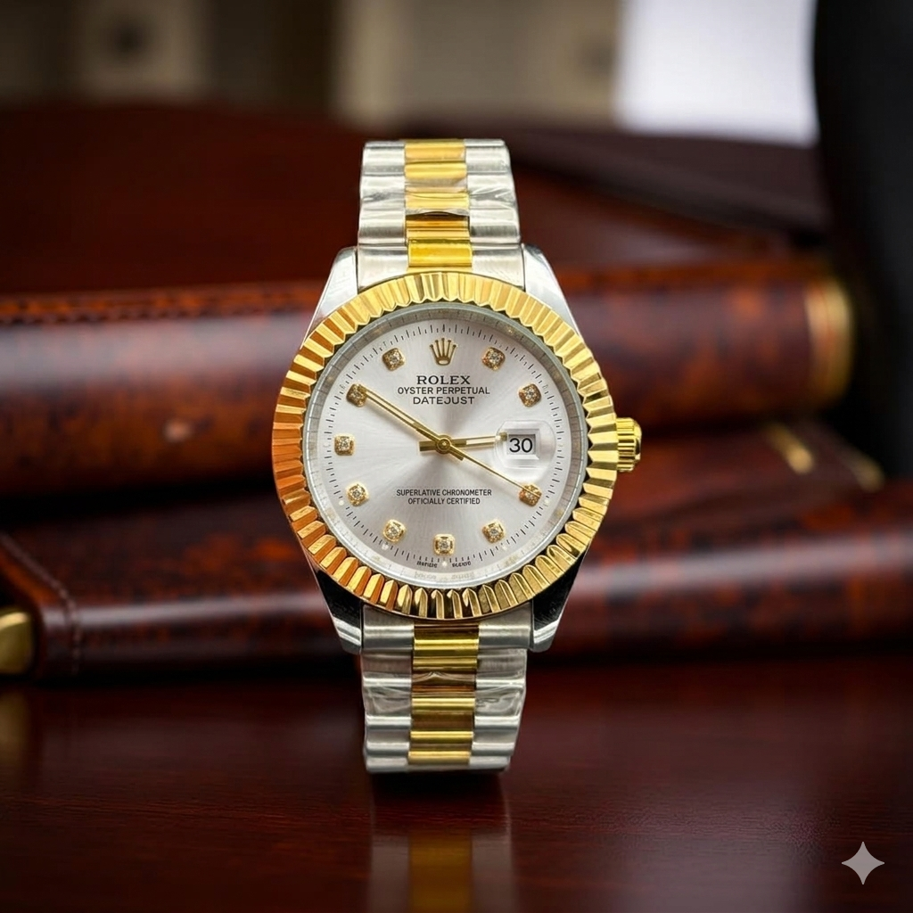 Gemini_Generated_Image_at3ra7at3ra7at3r Rolex Date Just in Premium Quality Stainless Steel - 2-tone-blue-dial - Men's Watches - Buy Online in Pakistan at Areeba Mart