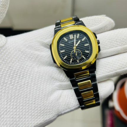 Square Nautilus Stainless Steel Watch for Men & Boys postive - black-golden-2 - Men's Watches - Areeba Mart Pakistan