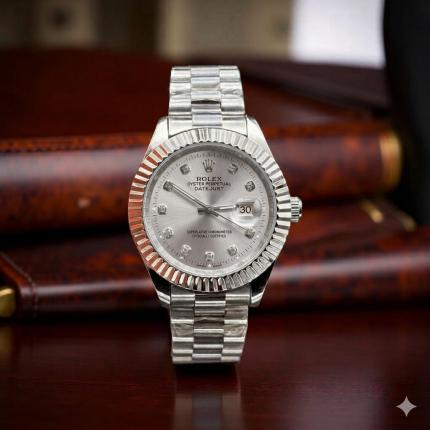 Rolex Date Just in Premium Quality Stainless Steel - blue-silver-2 - Men's Watches - Buy Online in Pakistan at Areeba Mart