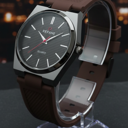 Silicone Tape Student Watch Men's Wristwatch Fashion Calendar Men's Watch - brow - Men's Watches - Areeba Mart Pakistan