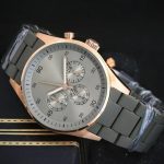 Armani High Quality Rubber Strap Watch - Black Silver