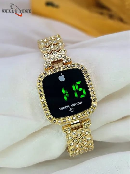 Sqaure Digital Diamond Touch LED Watch for Women Girls - Rose Gold - Women's Watches - Buy Online in Pakistan at Areeba Mart