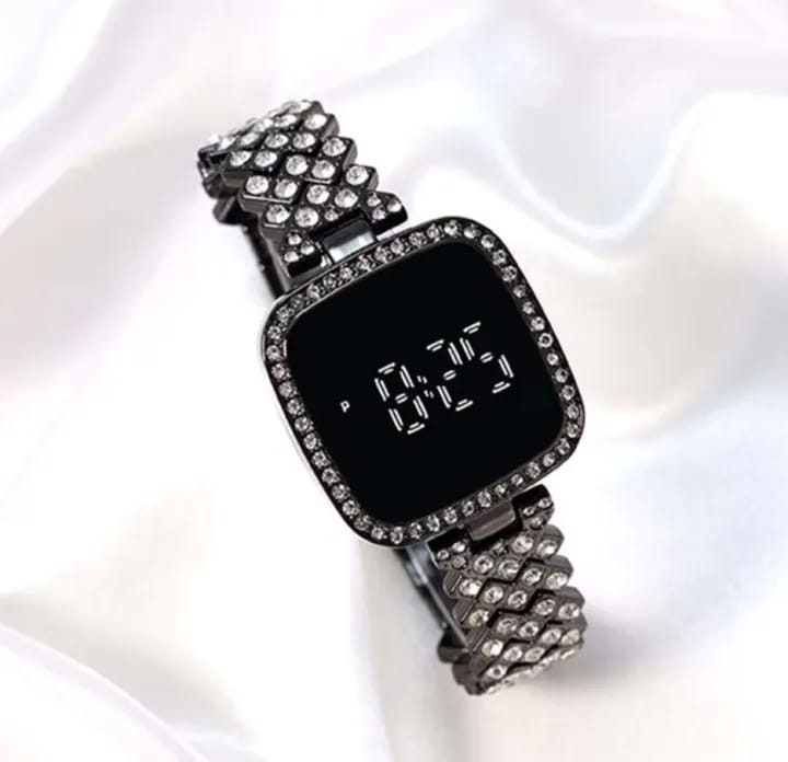 Sqaure Digital Diamond Touch LED Watch for Women Girls - Silver - Women's Watches - Buy Online in Pakistan at Areeba Mart
