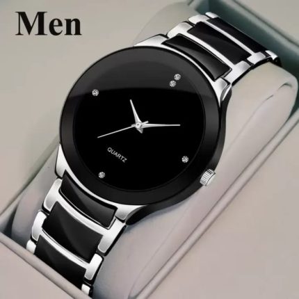 Classic Business Stainless Steel Watch for Men Boys - black-silver-1 - Men's Watches - Buy Online in Pakistan at Areeba Mart