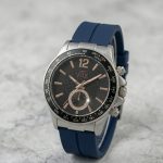 Round Dial Rubber Silicone Strap Watch with Magnet Lock - brown-silver - Men's Watches - Areeba Mart Pakistan