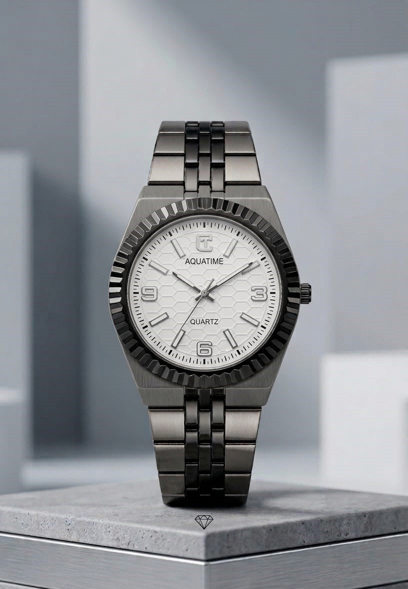 WhatsAppImage2026-04-09at1.54.34PM_2 Aquatime Quartz “ Fluted Bezel Two-Tone Watch with Honeycomb Dial - black-silver-1 - Image 1