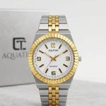 Aquatime Quartz   “ Fluted Bezel Two-Tone Watch with Honeycomb Dial