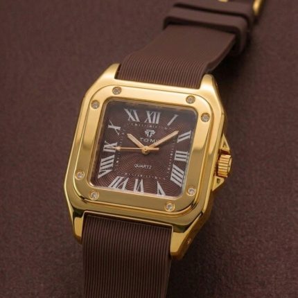 The Legacy Square   “ Silver Roman Numeral Watch with Ribbed Silicon Strap - b - Men's Watches - Areeba Mart Pakistan