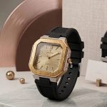 Aquatime Horizon Series   “ Gold Brushed Bezel & Matte Black Silicone Watch - black-golden-2