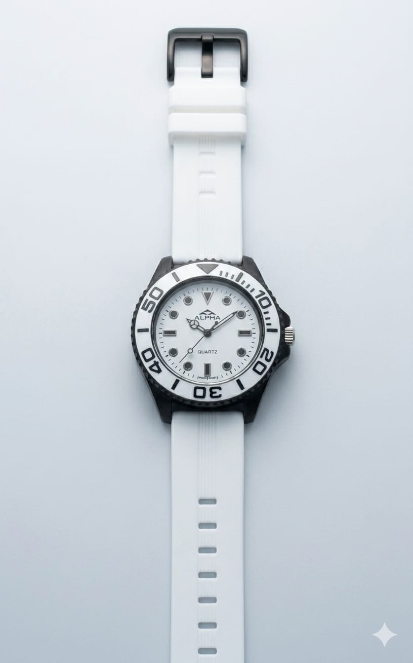 WhatsAppImage2026-04-21at7.13.55PM_1 Alpha "Panda" Diver “Silicone Strap Sports Edition(Non Rotational Bezel) - white - Image 1