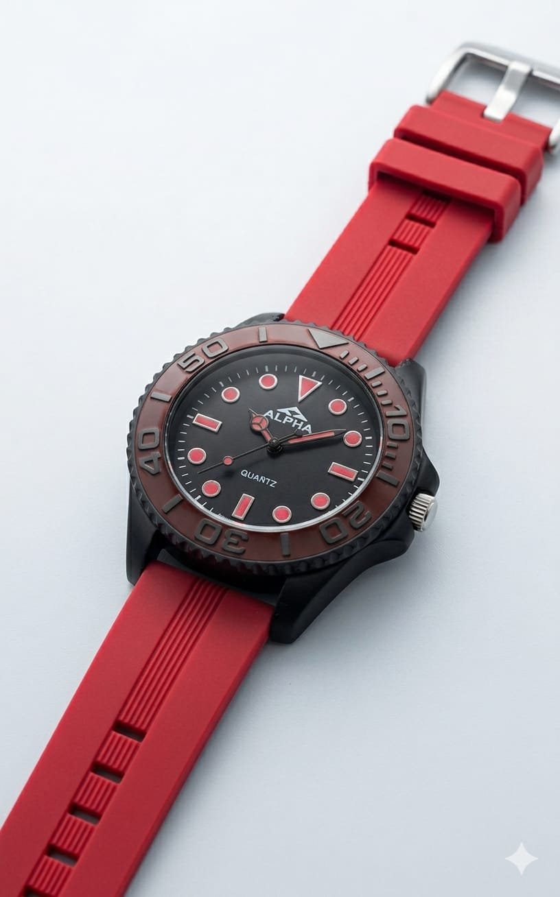 WhatsAppImage2026-04-21at7.13.57PM_1 Alpha "Panda" Diver “Silicone Strap Sports Edition(Non Rotational Bezel) - red - Image 1